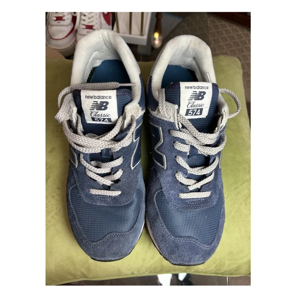 New Balance 574 Classic Men's Blue Suede Mesh Athletic Sneakers Lace-Up US 9.5